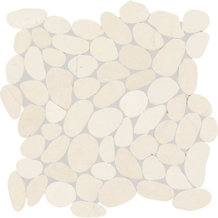 Daltile Pebble Oasis Natural Stone Flat Pebble Mosaic 12in x 12in in Tumbled Icicle, 11PK PB18FLTPEBMSTM