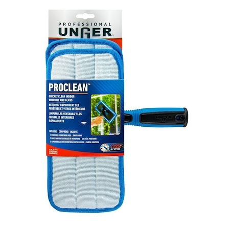 Unger Industrial Unger Professional ProClean Indoor Window Cleaner, Plastic Head, 5 in L, Blue 980300
