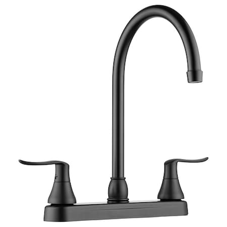 Dura Faucet Used For Kitchen Single Piece 8 Deck Mount Matte Black12 JSpout DF-PK330HLH-MB