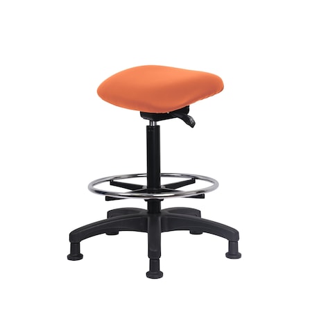 Blue Ridge Ergonomics Vinyl Sit-Stand-Standing Height with Chrome Foot Ring Stat Glides in Orange Kist Trailblazer Vinyl VSTSS-RG-CF-RG-8613