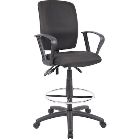 Boss Multi-Function Fabric Drafting Stool W/ Loop Arms B1637-BK