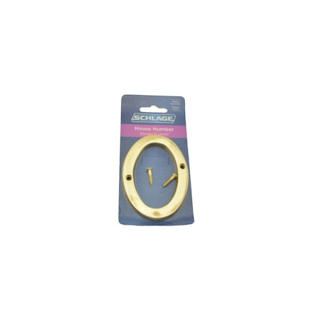 Schlage Residential Solid Brass Carded Classic House Number 0 Bright Brass Finish SC23006605