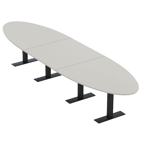 Skutchi Designs 16ft Conference Table With Power Unit | 14 Person Modular Oval Meeting Table | Harmony Series HAR-OVL-48X192-T.BK-U779-NA