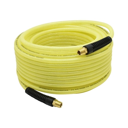 Interstate Pneumatics 1/4 in x 50 ft Rhino PolyFlex Yellow Polyurethane Air Hose WP 200 PSI (1/4 in NPT) Solid Fitting HU54-050