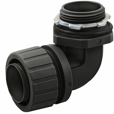 Hubbell Wiring Device-Kellems Conduit Fitting Connector, 1-1/4 in, Liquid-Tight, Nylon, Black P1259NBK