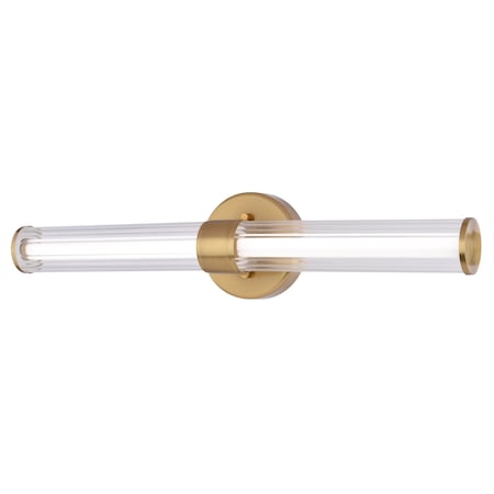 Vaxcel Division 1-Light Bright Gold Bath Bar Vanity Fixture, Clear Ribbed Glass W0553