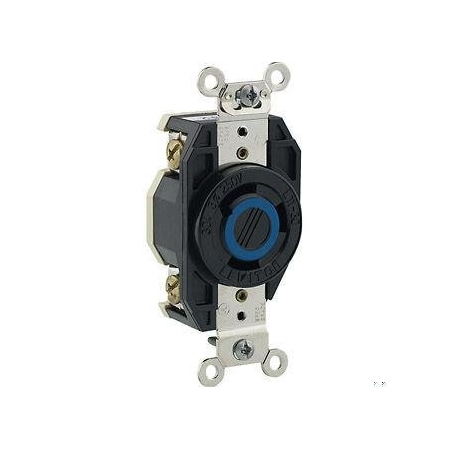 Leviton Flanged Locking Receptacle, L11-30R, 30 A, 250V AC, Three Phase, 3 Pole, Flush Mount, Black 2670