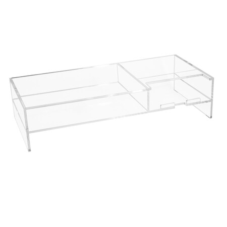 Kantek Premium Clear Acrylic Monitor Stand with Storage Shelf & Phone Holder AMS340