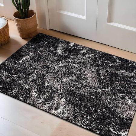 World Rug Gallery Abstract Marble Shag Area Rug 2 ft x 3 ft Anthracite WR125ANTHRACITE2X3