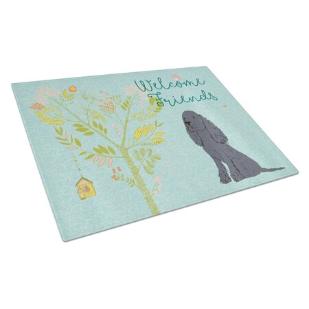 Carolines Treasures Welcome Friends Black Cocker Spaniel Glass Cutting Board, Large BB7618LCB