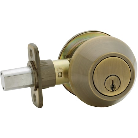 Steel Pro Antique Brass Single Cylinder Deadbolt DB981