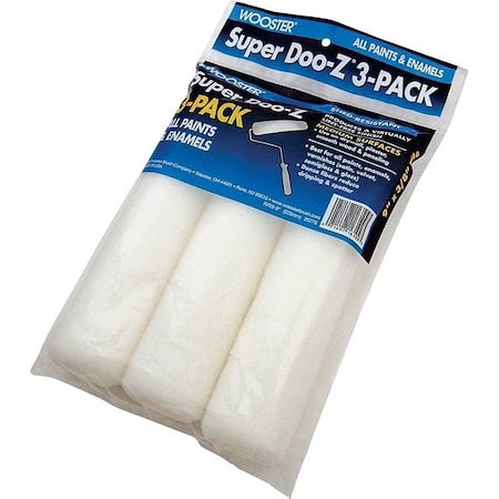 Wooster Roller Cover, 3/8 in Thick Nap, 9 in L, Woven Fabric Cover, White R725-9