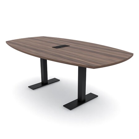 Skutchi Designs Arc Boat Conference Table With Power, 48 in W, 72 in L HAR-ABOT-48X72-T.BK-H3041-EBLK