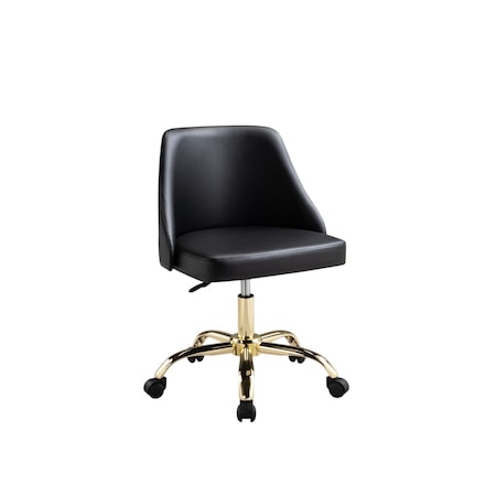 Homeroots Black and Gold Faux Leather Adjustable Height Swivel Rolling Office Chair 554022