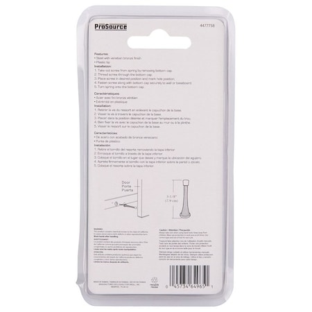 Prosource Heavy-Duty Spring, 15/16 in Dia Base, 3-1/8 in Projection, Plastic & Steel, Venetian Bronze H62-B049C-VB-PS