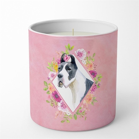 Carolines Treasures 10 oz Great Dane Pink Flowers Decorative Soy Candle CK4150CDL