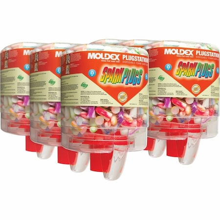 Moldex SparkPlugs Disposable Foam Earplug, Includes Dispenser, 33dB Noise Reduction Rating, 1500PK MOM6644