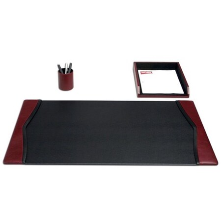 Dacasso Burgundy Leather 3-Piece Desk Set, 3PK D7037