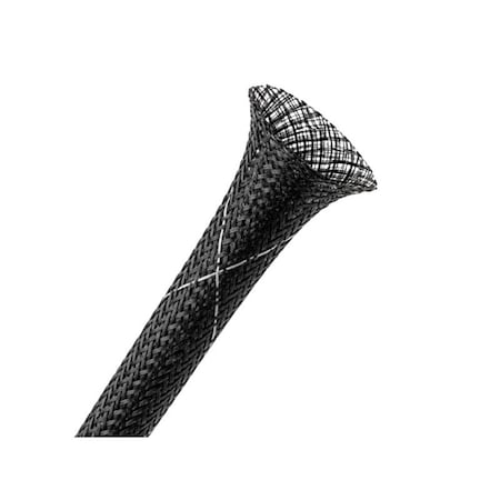 Kable Kontrol Flame Retardant PET Expandable Braided Cable Sleeving - 1/2in ID - 100ft - Black With White Tracer FRFW050-BKW-100SP