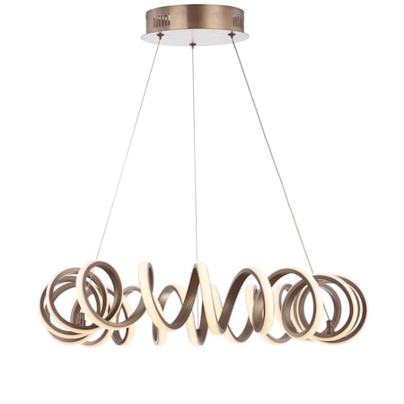 Jonathan Y Cursive 24" Adjustable Spiral Integrated LED Metal Chandelier Ceiling Light, Coffee JYL7208A