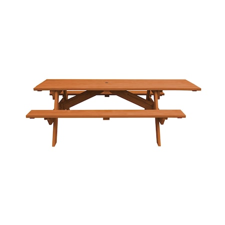 Homeroots Cedar Chest Solid Wood Outdoor Picnic Table Umbrella Hole 525030