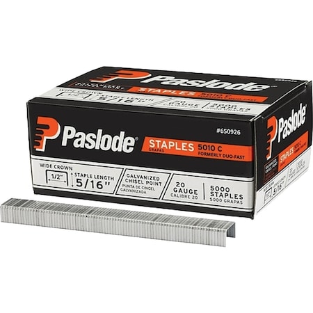 Paslode 1/2'' x 5/16'' 20-Gauge Galvanized Hammer Tacker Staples, 5000PK 650925 / 5010C