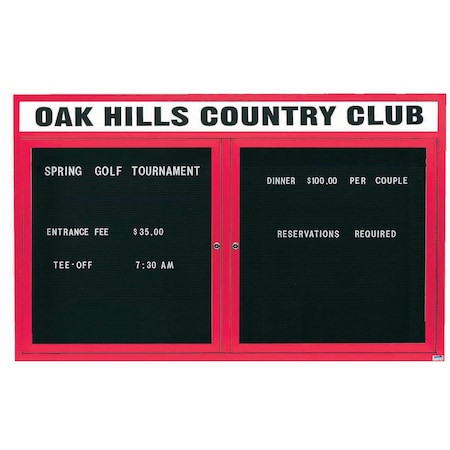 Aarco Outdoor Enclosed Directory w/ Al Frame Header, Powder Coated Red, 36''Hx60''W OADC3660HR
