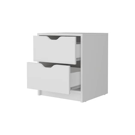 Homeroots 19" White Wood Two Drawer Nightstand with Integrated Tech 518175