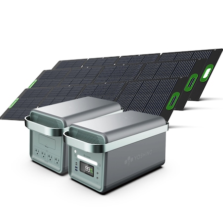 Yoshino Solid-State Portable Power Station 2000W/3000W Surge 1326Wh w/ 600W Portable Solar Panel Bundle K20SP23