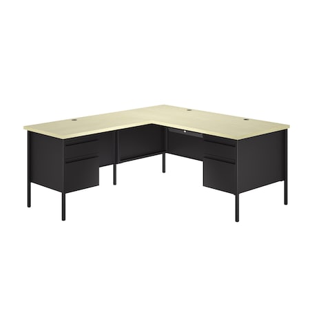 Hirsh Corner Office Desk W/ Left-Hand Return, 72 in D X 29.5 in H, 66 in W X Black / Maple 24976