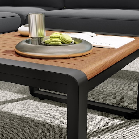 Homeroots Two Piece Outdoor Gray Metal Sectional Seating Group with Gray Cushions 625680