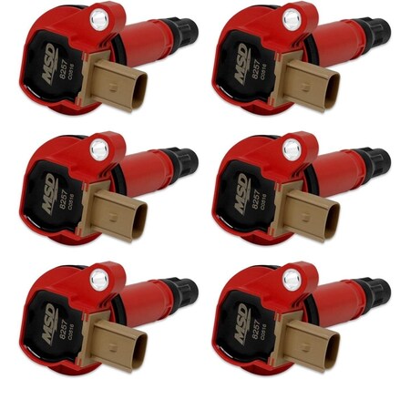 Msd Ignition Ford Eco-Boost 3.5 in. V6 Direct Replacement Ignition Coil Packs, Red - Pack of 6, 6PK MSD82576