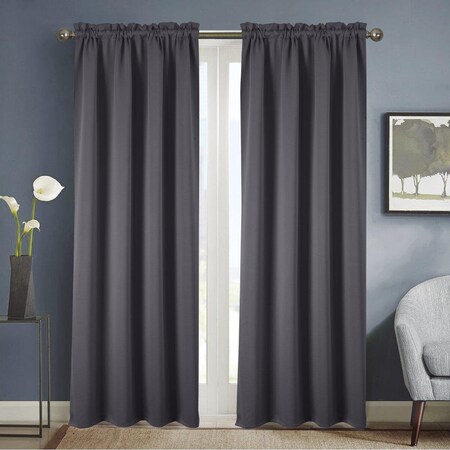 Kd 54 x 90 in. Twilight Solid Blackout Rod Pocket Single Curtain Panel - Charcoal KD3178018