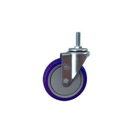 Service Caster 5 Inch SS Blue Polyurethane Wheel Swivel 1/2 Inch Threaded Stem Caster SCC SCC-SSTS20S514-PPUB-BLUE-121315