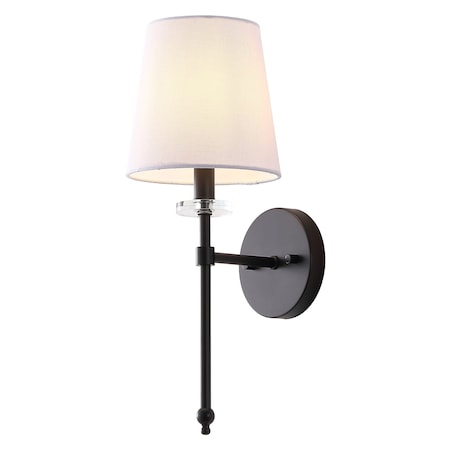 Jonathan Y Olivia 6.5" 1-Light Contemporary Traditional Candlestick Metal/Crystal LED Vanity, Black JYL9920B