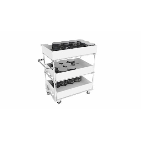 Trilogiq 3-Level Storage Cart With Sides And Push Handle. 20456-01