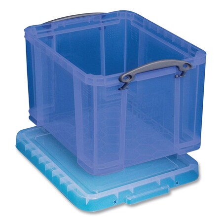 Really Useful Box Snap-Lid Storage Bin, Plastic, Transparent Blue 32TBL