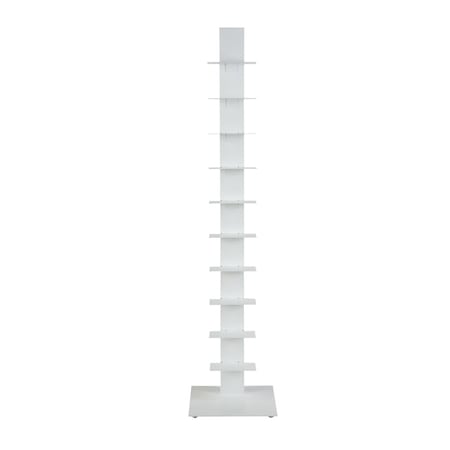 Homeroots 60" White Metal Ten Shelf Modern Tower Bookcase 400822