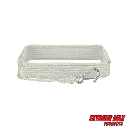 Extreme Max 3006.2024 BoatTector Solid Braid MFP Anchor Line with Snap Hook - 3/8" x 50', White 3006.2024