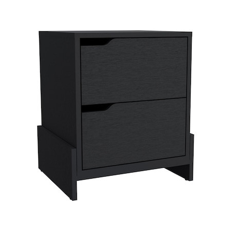 Homeroots 20" Black Wood Two Drawer Nightstand 543694