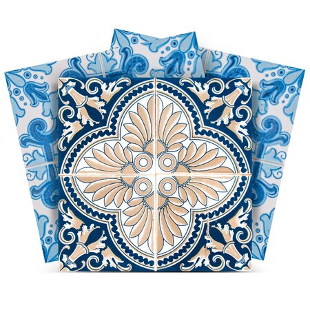 Homeroots 8" X 8" Blue Taupe Tobi Peel And Stick Tiles 400149