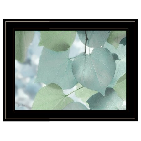 Homeroots Aqua Leaves 2 Black Framed Print Wall Art 405045