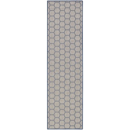 Homeroots 6' Blue And Ivory Geometric Indoor Outdoor Area Rug 556313