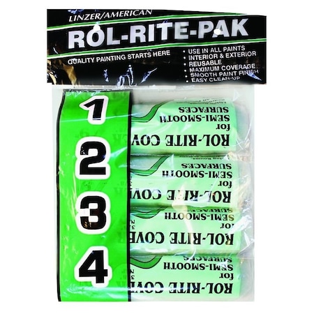 Linzer Paint Roller Cover, 3/8 in Thick Nap, 9 in L, Polyester Cover, Green 9384