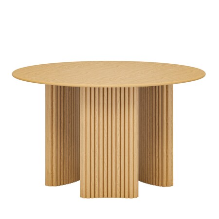 Homeroots 46" Natural Solid Wood Three Leg Base Round Top Dining Table 720688