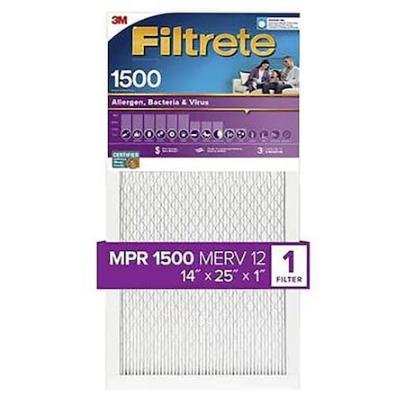 Filtrete Air Filter, 25 in L, 14 in W, 12 MERV, 1500 MPR, For: Air Conditioner, Furnace and HVAC System 2004-4