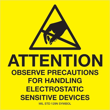 Bubblefast 4 x 4'' - ''Attention-Observe Precautions'' Labels BFDL9083