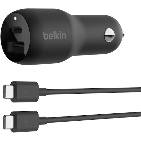 Belkin 37W USB PD CAR CHARGER W/ PWR PPS BK W/PVC C-C 1M CCB004BT1MBK-B6