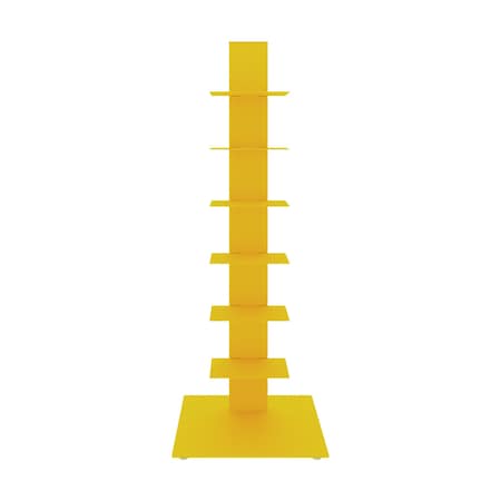 Homeroots 38" Yellow Metal Six Shelf Modern Tower Bookcase 654139