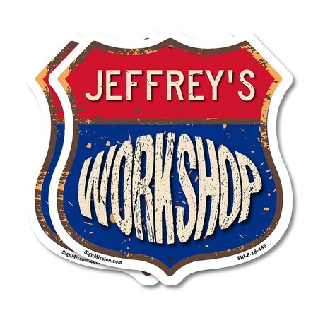 Signmission Jeffrey's Workshop, 18 inch X 18 inch, Plastic Sign, 2PK SHI-P-2PACK-18-489-JEFFREY